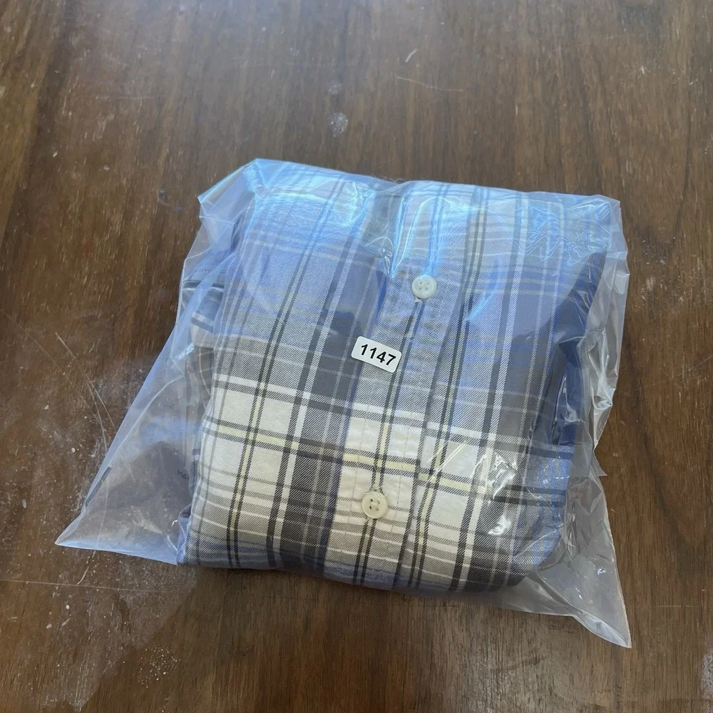 Vintage Ralph Lauren Mens XL Plaid Check Button Down Long Sleeve Shirt Blue